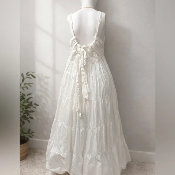 Anthropologie Forever That Girl Tiered Ruched Back Bow Maxi Dress - Picture 5 of 8